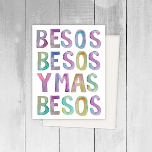 Spanish Greeting Cards Hello, Hola Love Amor  Bilingual Tarjeta de Ocasion Besos Kisses