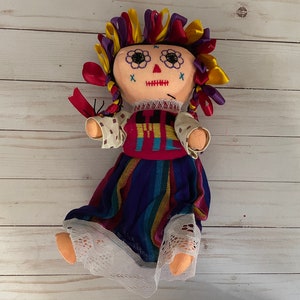 Rag Doll Mexico Amealco Lele Muñeca Catrina Doll - Day of the Dead Doll - Mexican Muneca