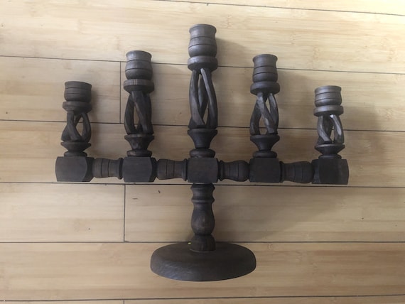 Artisan Handmade Wooden Mexican Marigold Tapered Candle Holder Candlestick Holder Il_570xn