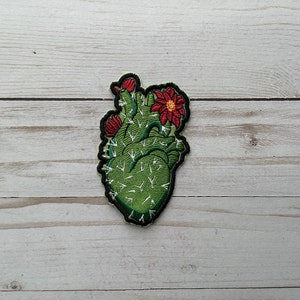 Mexican Sacred Cactus Nopal Heart Charm Religious Mexico Sew on Patch