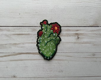 Mexican Sacred Cactus Nopal Heart Charm Religious Mexico Sew on Patch