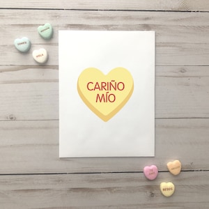 Espagnol My Love Sweet Heart Candies Carte de voeux Valentines San Valentin