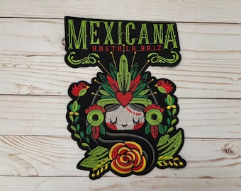 Mexicana Hasta la Raíz 刺繍パッチ – アイロン接着 / 縫い付け – メキシコのプライド パッチ、ラティーナ ギフト、文化パッチ、手作りバッジ
