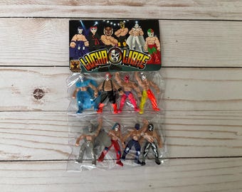 Set von 0f 8 Mini Luchador Plastikspielzeug Ringer