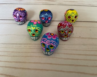 6 Mini Calavera Skull Mexican Day of the Dead Dia de los muertos Ofrenda Art Ceramic