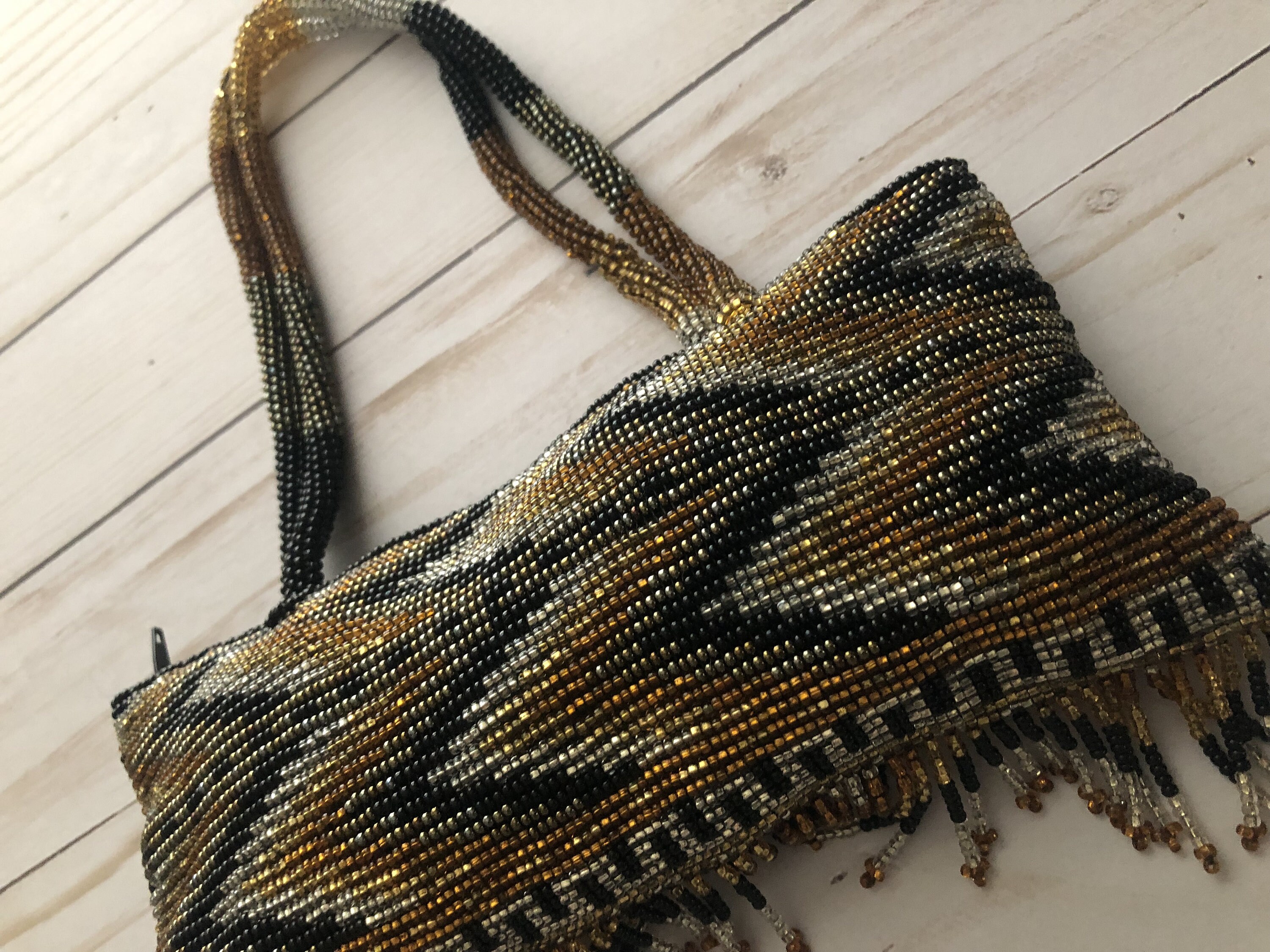 Sac à Main Bohème Chic En Toile Brodée Perles Et Paillettes - Fait Main Au Vietnam - Neuf