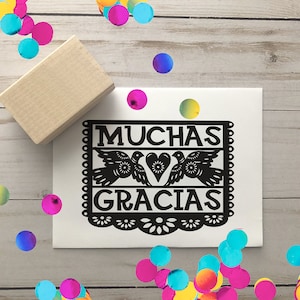 Papel Picado Doves Fiesta zaproszenie ślubne Gracias dzięki pieczątka
