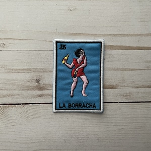 La Borracha El Borracho Loteria Parche Bordado Hierro Sobre
