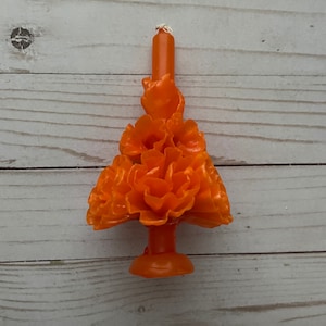 Medium Day of the Dead Marigold Orange Mexican Artisan Candle Vela