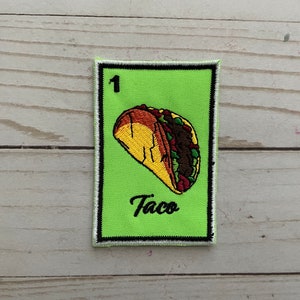 El Taco Loteria Embroidered Patch Mexican Bingo Game Sew On
