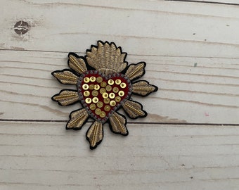 Sacred Heart Sequin Milagro Felt Sew On Patch