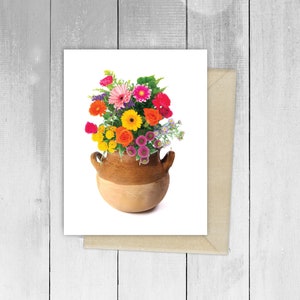 Spanish Greeting Cards Love Amor Bilingual Tarjeta de Ocasion Pottery Flowers