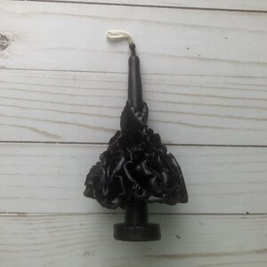 Medium Day of the Dead Marigold  Black  Mexican Artisan Candle Vela