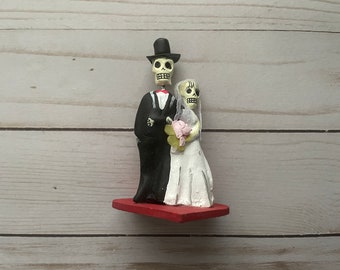 Day of the Dead Dia de los Muertos Couple Wedding Cake Topper