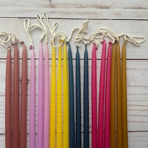 Pair Spaghetti  Vintage Mexican Taper Candle Hand Dipped