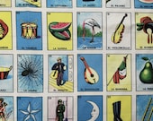 Mexican Fabric Ethnic Colorful Bright Poliester Fabric Loteria
