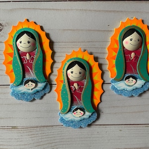 Set of 3 Virgen de Guadalupe Religious Lady Guadalupe Foam Decoration Mexico