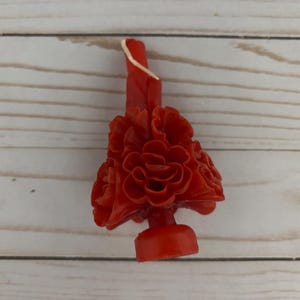 Day of the Dead Marigold  Mini Red Mexican Artisan Candle Vela
