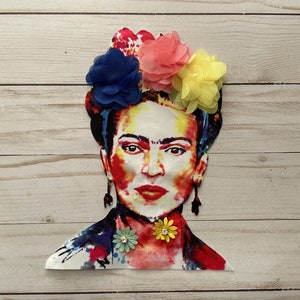 Frida Floral Fabric Patch Applique Kahlo Sew On Mexico Art