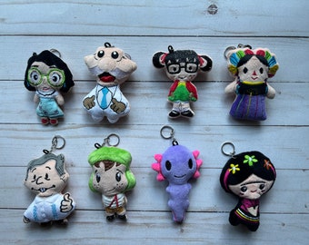 Mexican Plush Keychain Dolls Frida Luchador El Santo Blue Demon Cactus Mexican Rag Dolls Chilindrina