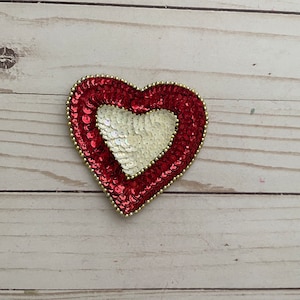 Golden Corazon Mexico Heart Sequin Milagro Religious Sew On Patches