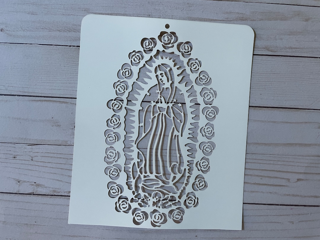 Virgin De Guadalupe Religious Stencil Art Etsy