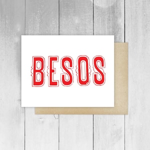 Spanish Greeting Cards Love Amor  Bilingual Tarjeta de Ocasion Besos Kisses