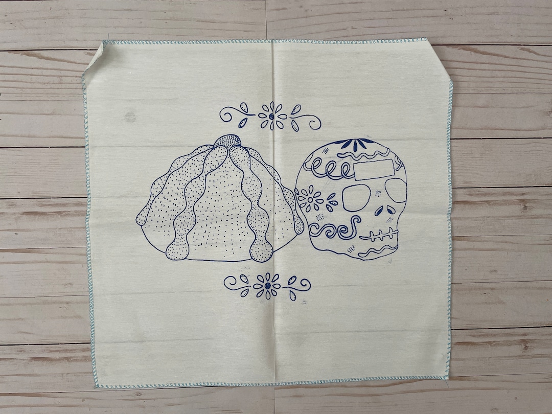 Mexican Embroidery Pattern Canvas DIY Dia De Muertos Day of the Dead ...