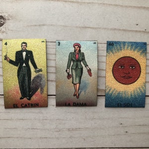 Iron On Sparkly Loteria Patch La Dama, El Catrin y el Sol