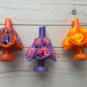 Dia dos Mortos Marigold Multicolor Mexican Artisan Vela Média Vela