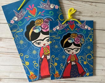 Feliz Cumpleaños Bag, Frida Kahlo Gift Bag, Happy Birthday Bag, Party Decorations, Spanish Birthday Bag, Spanish Bag