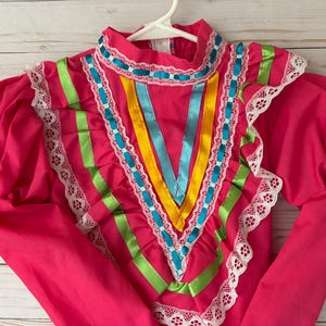 Children Girl Traditional Jalisco Dress | Colorful Mexican Folkloric Dress | Fiesta & Ballet Folklorico Outfit