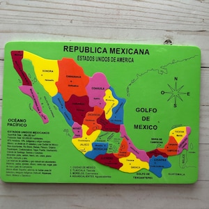 República Mexicana Mexican States Loteria Mexican Game Puzzle Bingo Party Favor Piñata Mexico Map