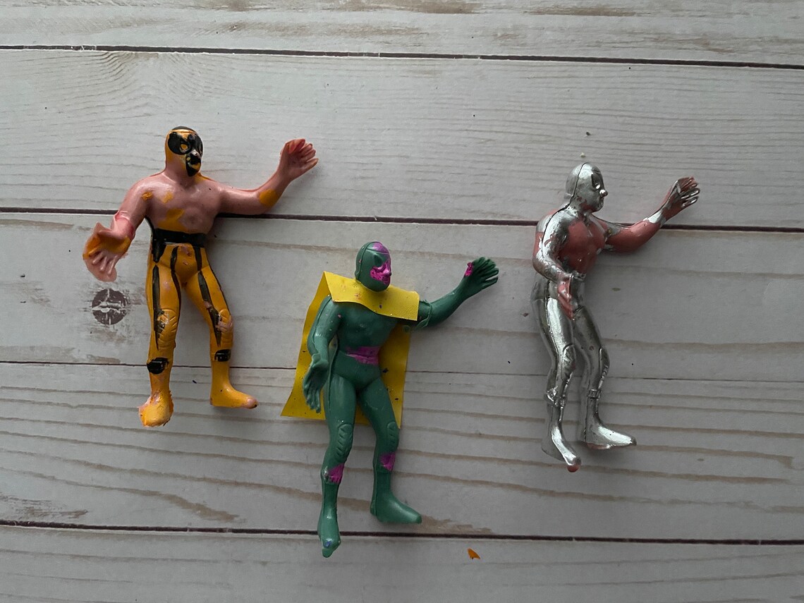 Set of 6 Luchador Plastic Toy Wrestlers Etsy