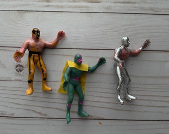 Set of 6 Luchador Plastic Toy Wrestlers