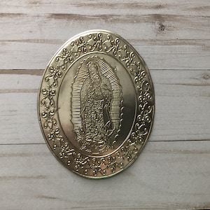 Virgin de Guadalupe Religious Repujado Embossed Tin Foil Glue On Mexico Art