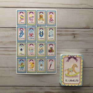 Chá de bebê Espanhol Bingo Loteria Jogo de tabuleiro com cartas
