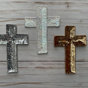 Religious Sequin Cross Patch Applique Sew On Mexico Art