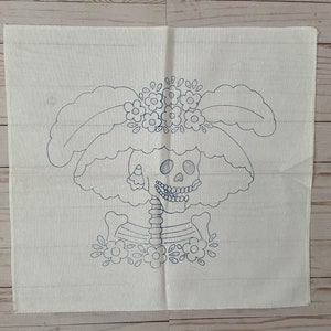 Mexican Embroidery Pattern Canvas DIY Dia de Muertos Day of the Dead Mexico