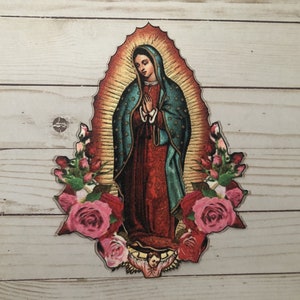 Virgin de Guadalupe Religious Iron On Cross Patch Applique Sew On Mexico Art