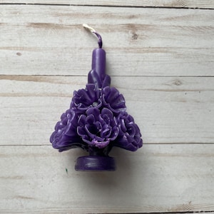 Day of the Dead Marigold Purple Mini Mexican Artisan Candle Vela
