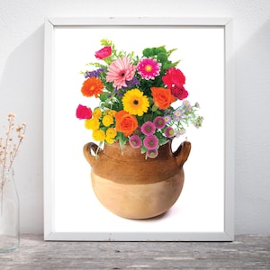 Mexico Olla de Barro afdrukbaar bloemenbestand voor poster afdrukbare muurkunst Mexicaans decor