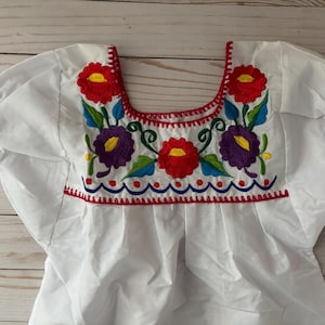 Kids Girls Children Mexican Traditional Embroidered Flowered Blouse Size 6  Toddler Mexico