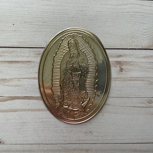 Set van 6 Virgin de Guadalupe Religieuze Repujado Embossed Tin Folie Lijm Op Mexico Art