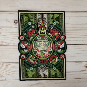 Mexican Sacred Large Embroidered Calendario Azteca Calendar Iron On