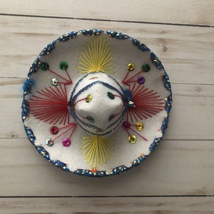 Weiß mexikanischen Sombrero Charro Mariachi Mini Size Hochzeit Gastgeschenk