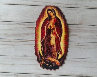 Große Jungfrau von Guadalupe Aufbügeln Applikation - Virgen Mary Gold Sagrada Maria - 24 cm Mexikanische Volkskunst Sparkle Transfer für Jacke Altar