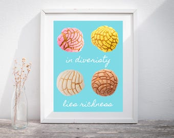 Panino per pane dolce messicano Dulce Conchas Citazione Cocina File stampabile per poster Arte murale stampabile Decorazione messicana