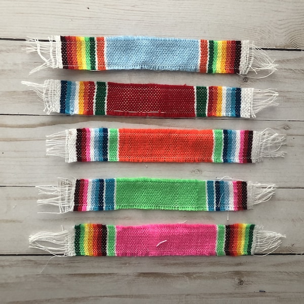 Paquete de 6 mini sarape mexicano para fiesta, cinta de tela