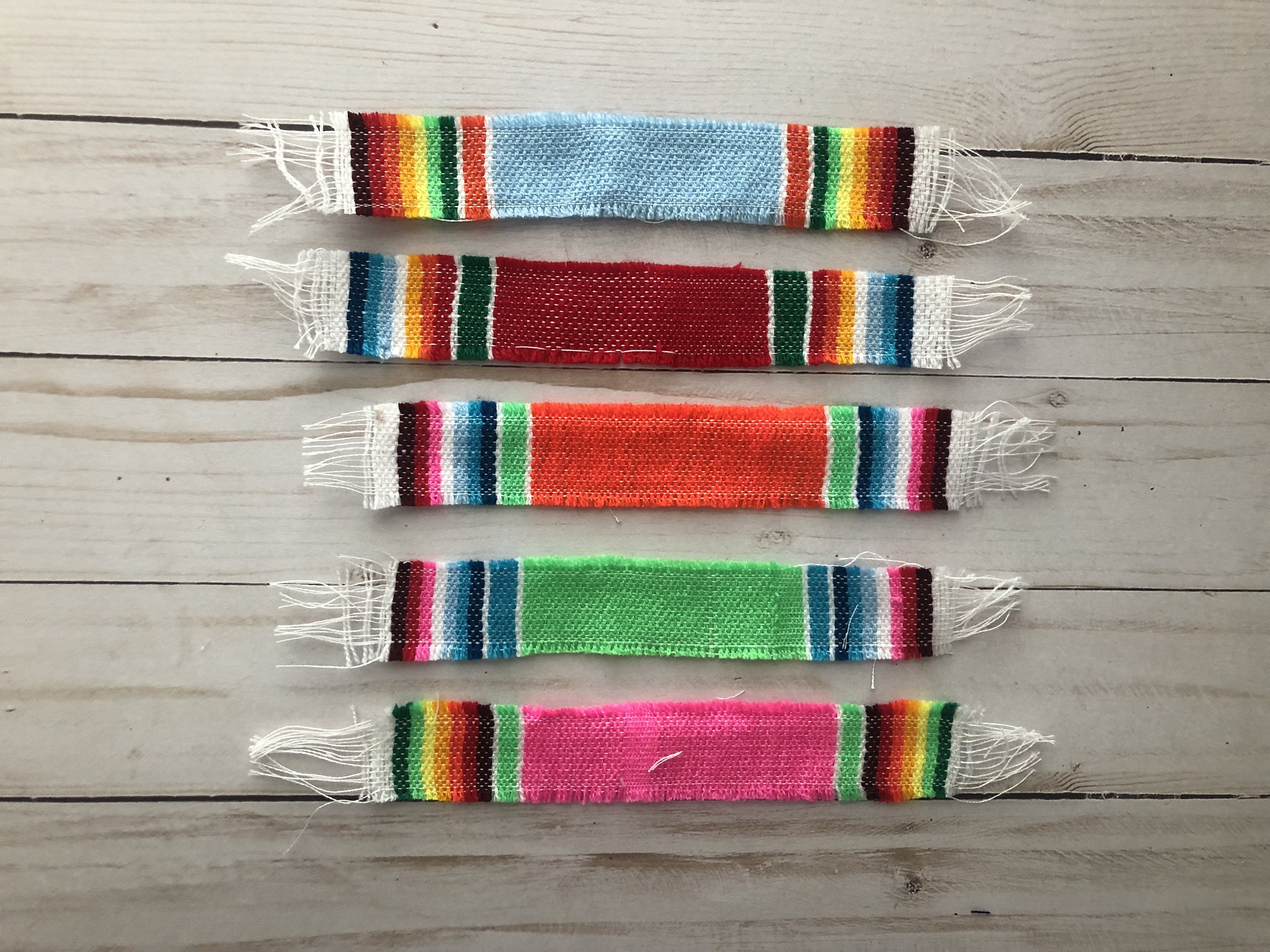 Pack of 6 Mini Mexican Sarape Serape Party Favor Ribbon Fabric